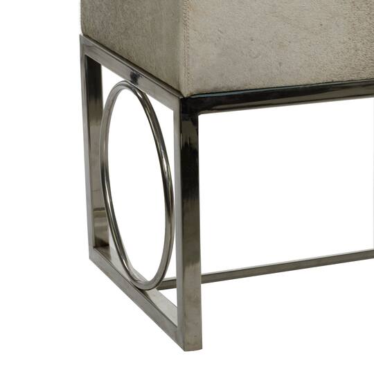 Silver Stainless Steel Contemporary Bench, 17' x 48" x 18"